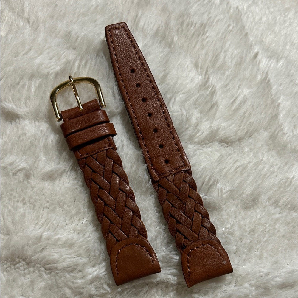 Brown Braided Leather Watch Strap